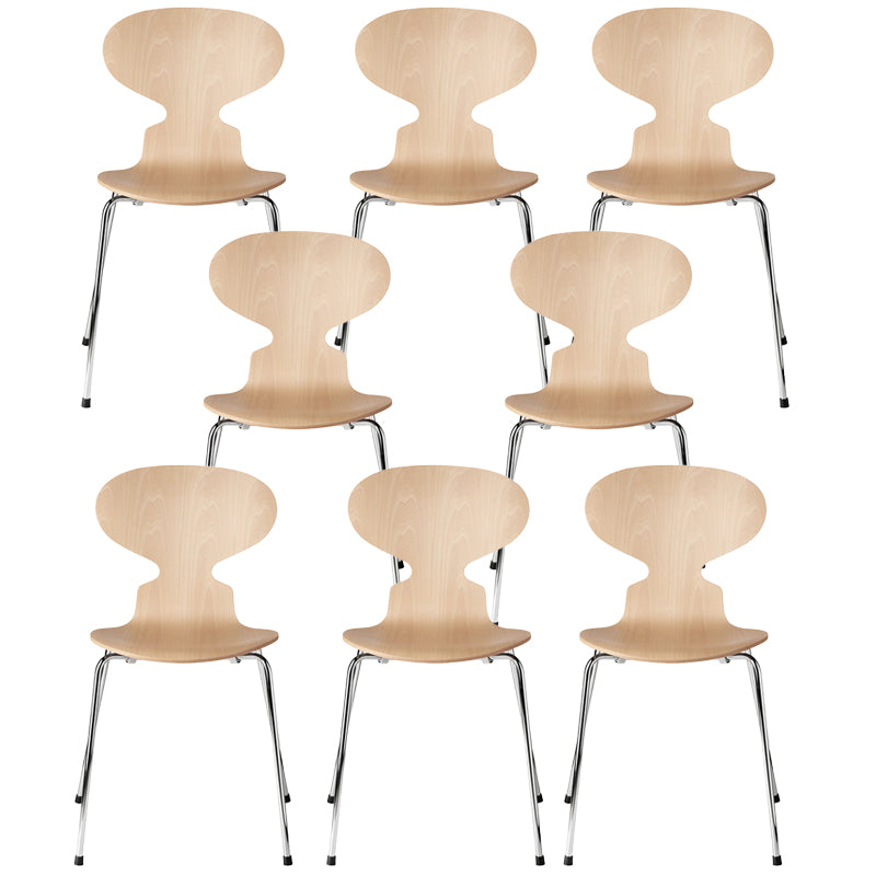 Modern Wood Chair Open Back Dining Side Furniture in Matte Finish