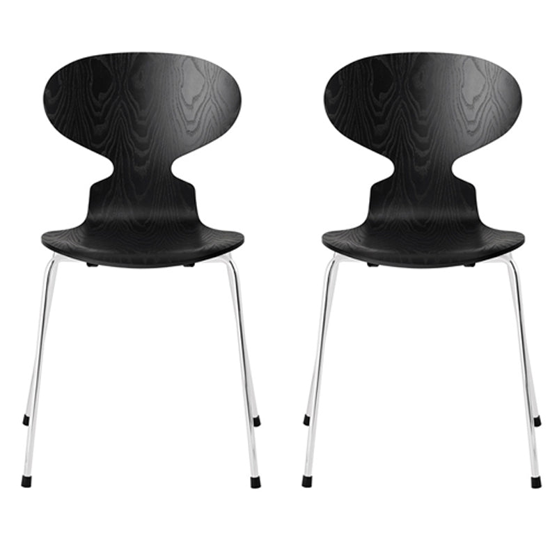 Modern Wood Chair Open Back Dining Side Furniture in Matte Finish