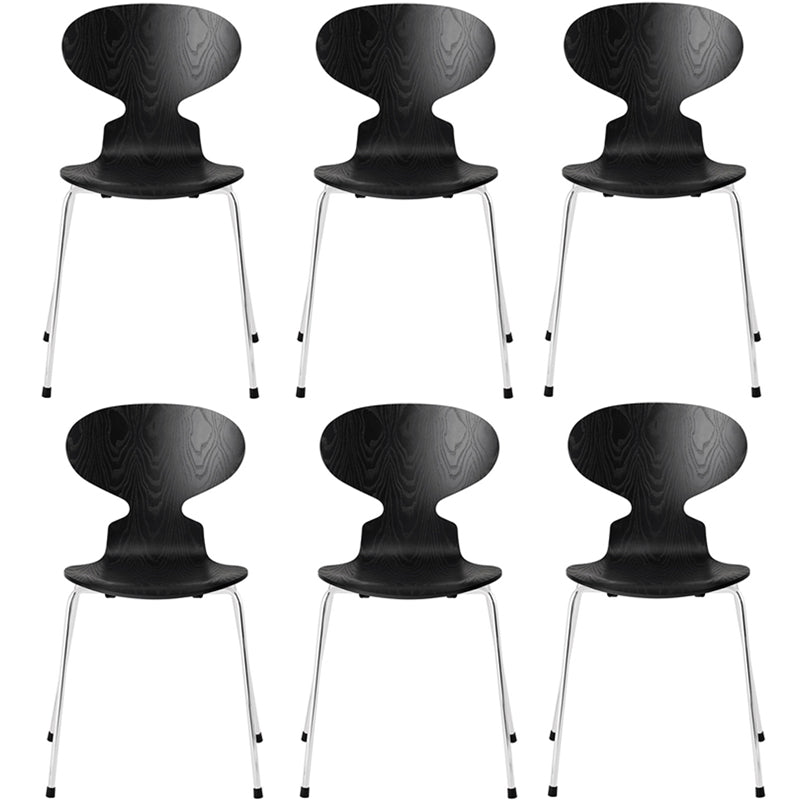 Modern Wood Chair Open Back Dining Side Furniture in Matte Finish