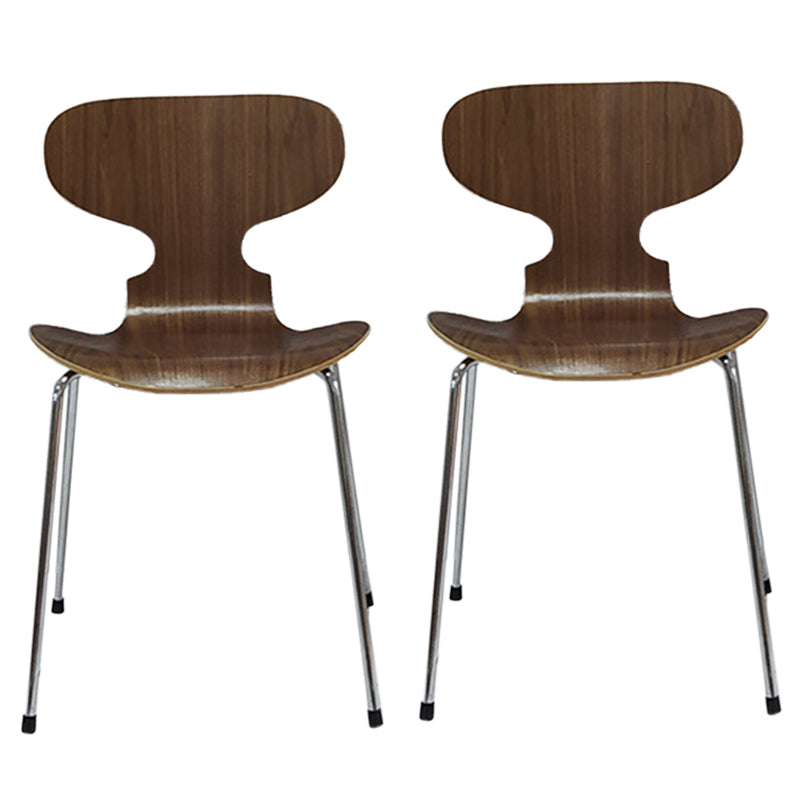 Modern Wood Chair Open Back Dining Side Furniture in Matte Finish