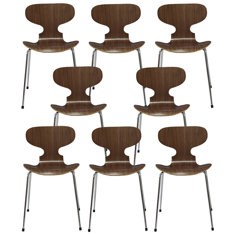 Modern Wood Chair Open Back Dining Side Furniture in Matte Finish