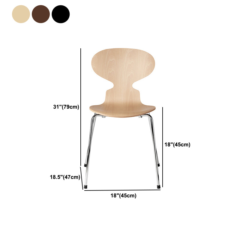 Modern Wood Chair Open Back Dining Side Furniture in Matte Finish