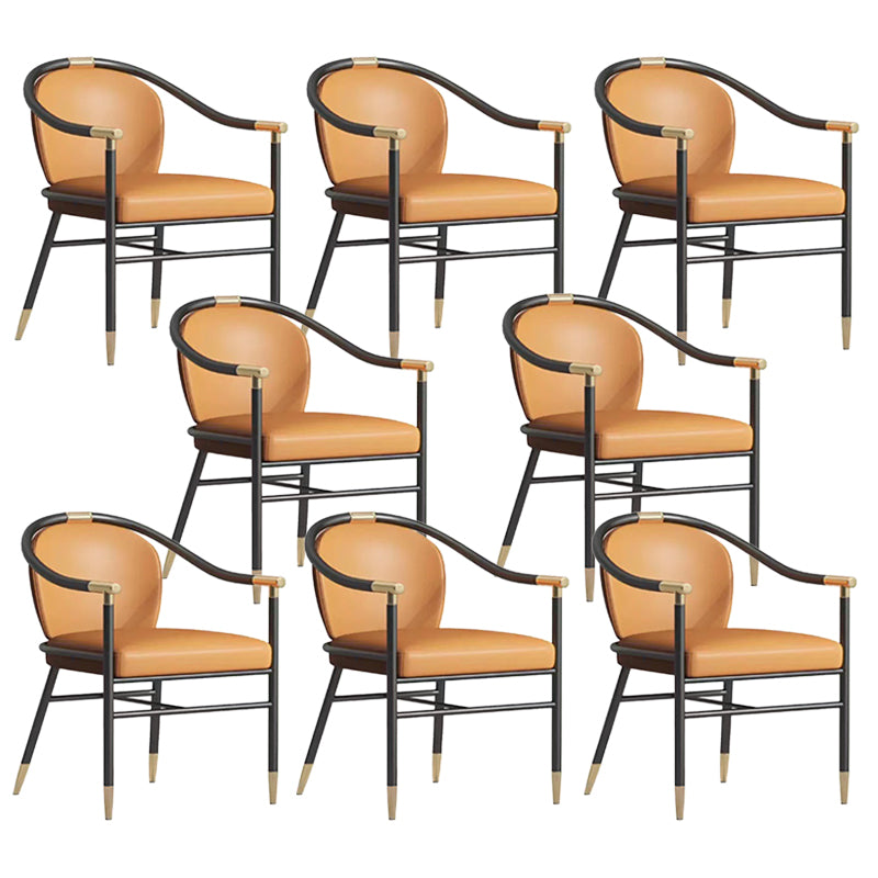 Glam Faux Leather Dining Chairs Metal Arm Dining Chairs for Restaurant Use