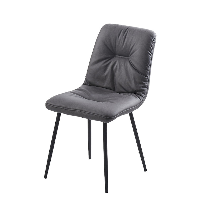 Contemporary Faux Leather Armless Dining Chairs Metal Dining Chair for Home Use