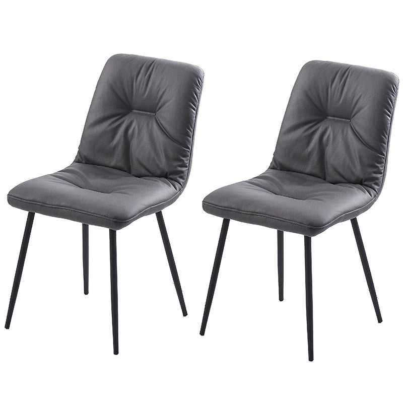 Contemporary Faux Leather Armless Dining Chairs Metal Dining Chair for Home Use