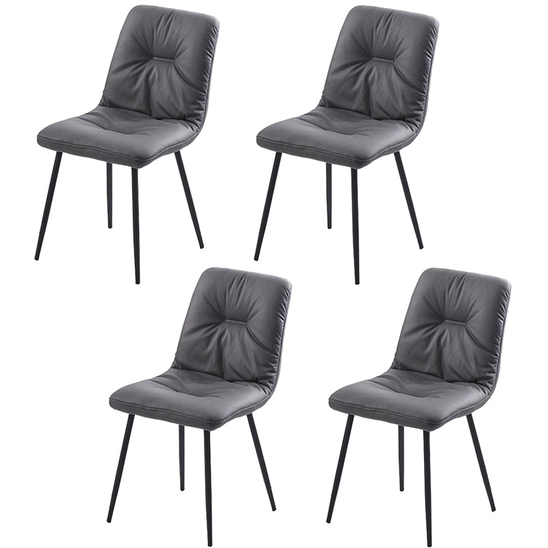 Contemporary Faux Leather Armless Dining Chairs Metal Dining Chair for Home Use
