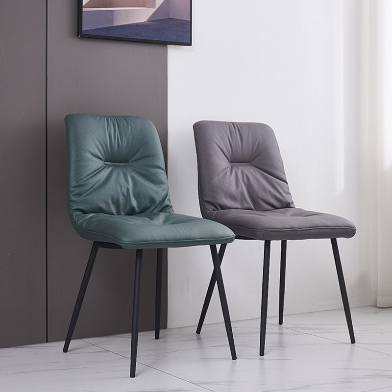 Contemporary Faux Leather Armless Dining Chairs Metal Dining Chair for Home Use