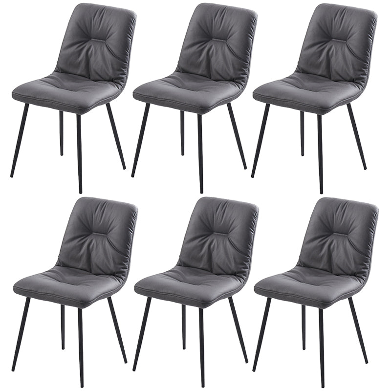 Contemporary Faux Leather Armless Dining Chairs Metal Dining Chair for Home Use