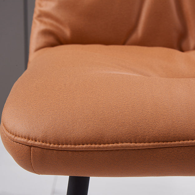 Contemporary Faux Leather Armless Dining Chairs Metal Dining Chair for Home Use