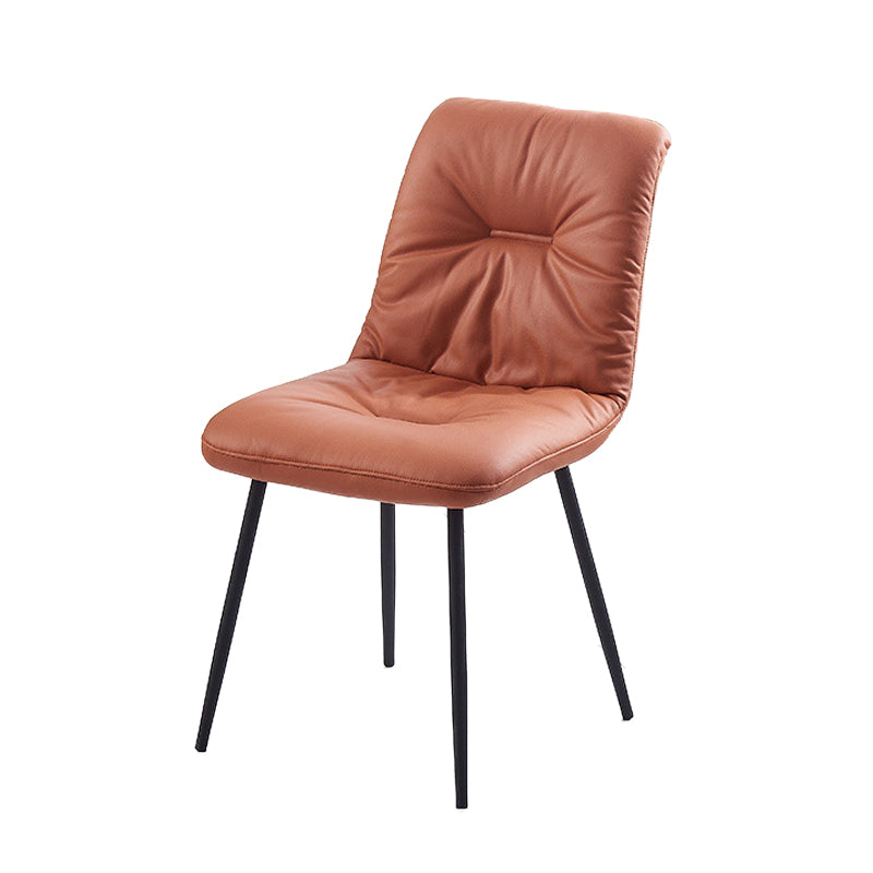 Contemporary Faux Leather Armless Dining Chairs Metal Dining Chair for Home Use