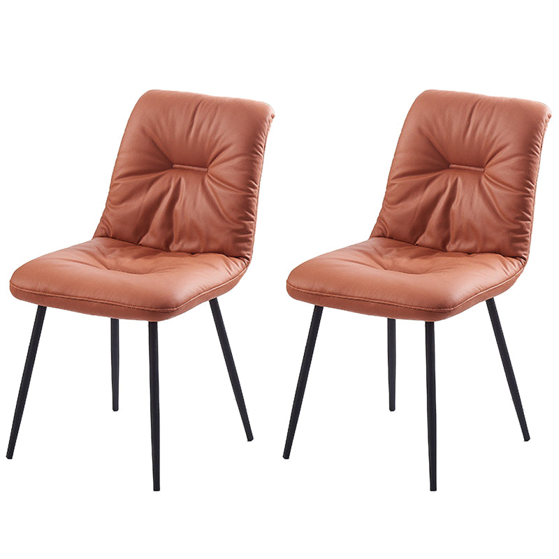Contemporary Faux Leather Armless Dining Chairs Metal Dining Chair for Home Use