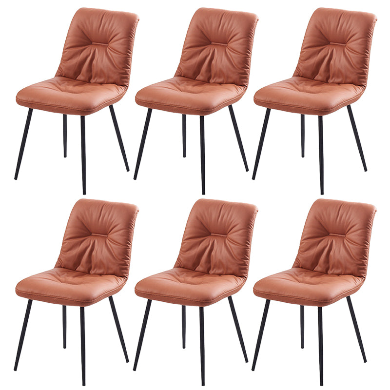 Contemporary Faux Leather Armless Dining Chairs Metal Dining Chair for Home Use