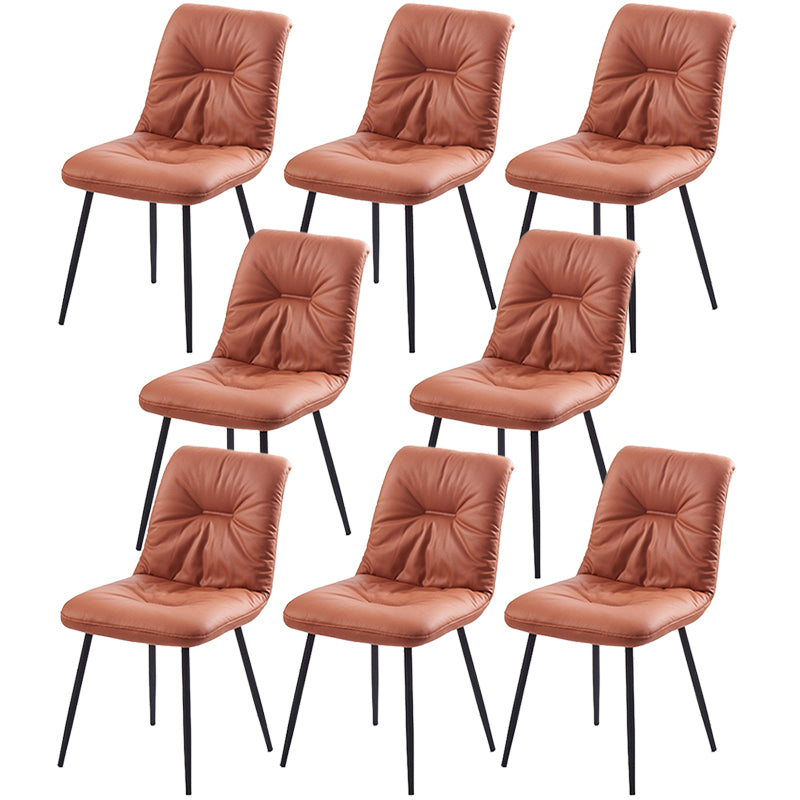 Contemporary Faux Leather Armless Dining Chairs Metal Dining Chair for Home Use