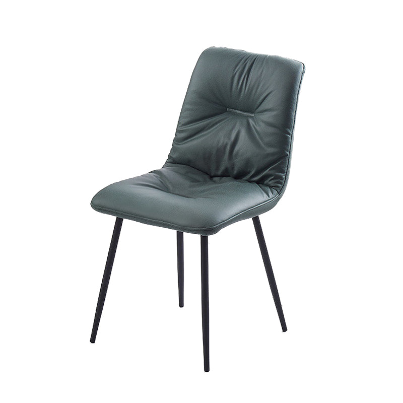 Contemporary Faux Leather Armless Dining Chairs Metal Dining Chair for Home Use