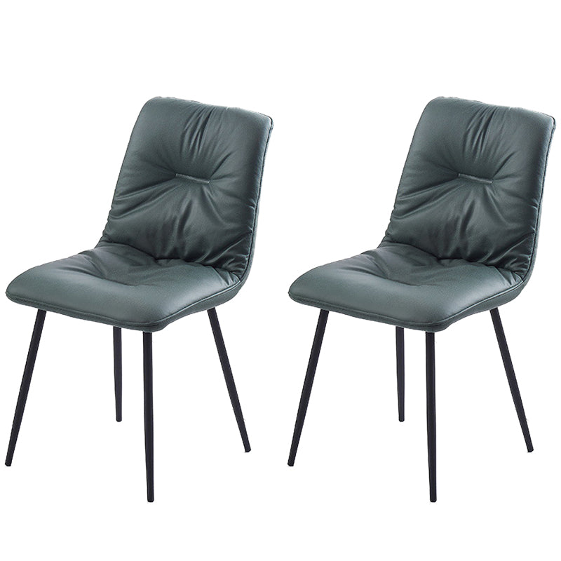 Contemporary Faux Leather Armless Dining Chairs Metal Dining Chair for Home Use