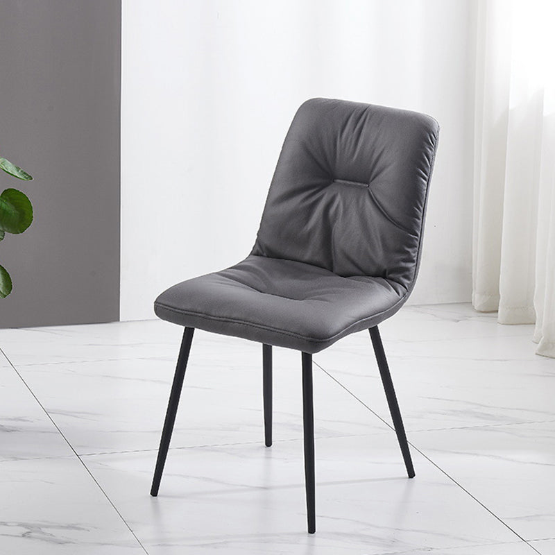 Contemporary Faux Leather Armless Dining Chairs Metal Dining Chair for Home Use