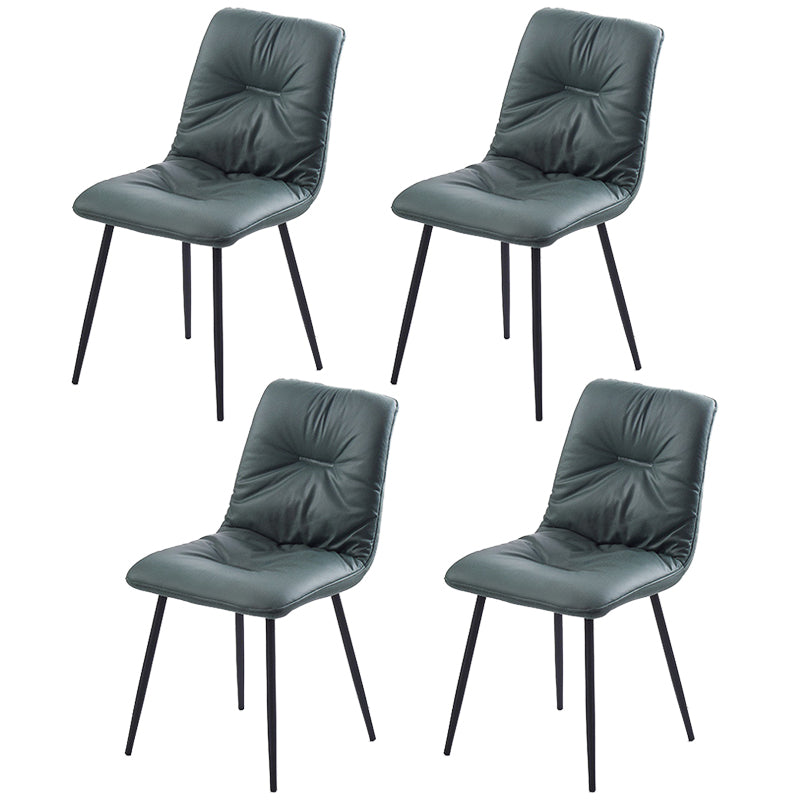 Contemporary Faux Leather Armless Dining Chairs Metal Dining Chair for Home Use