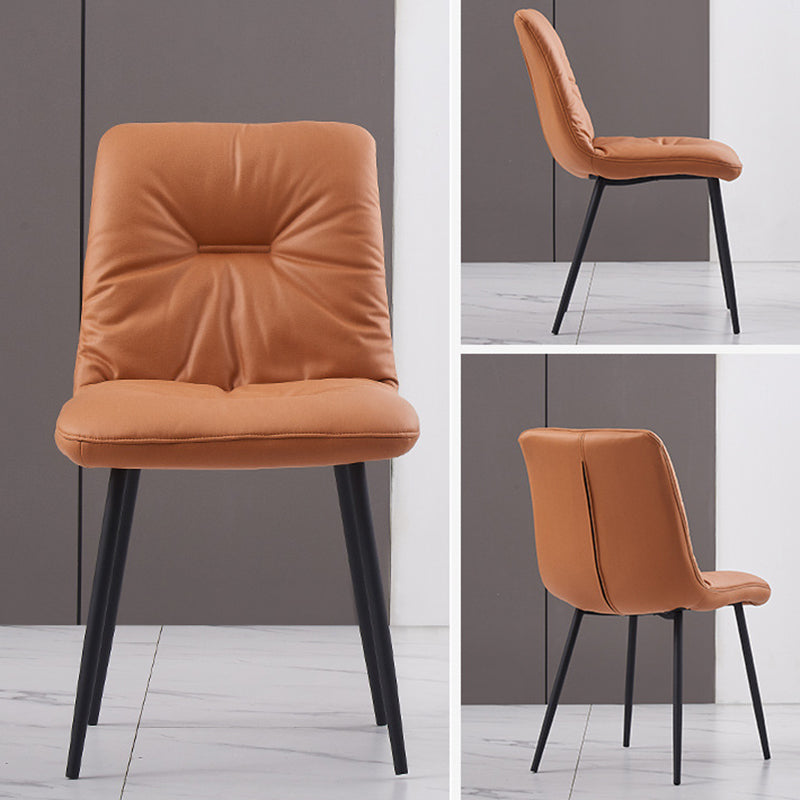 Contemporary Faux Leather Armless Dining Chairs Metal Dining Chair for Home Use