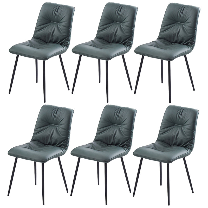 Contemporary Faux Leather Armless Dining Chairs Metal Dining Chair for Home Use