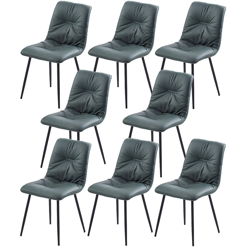 Contemporary Faux Leather Armless Dining Chairs Metal Dining Chair for Home Use