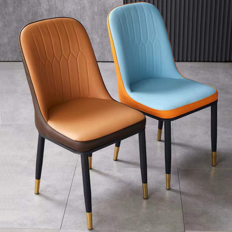 Glam Faux Leather Dining Chair Parsons Chair in Matte Finish for Office