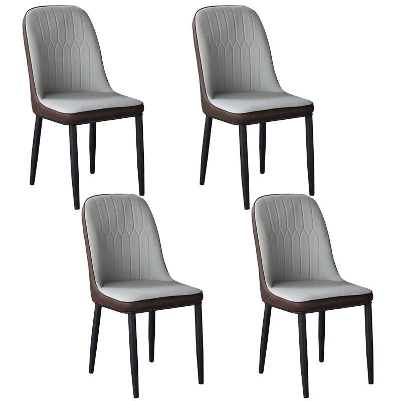 Glam Faux Leather Dining Chair Parsons Chair in Matte Finish for Office