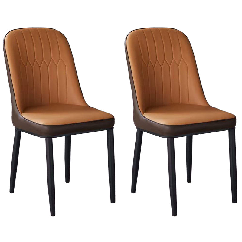 Glam Faux Leather Dining Chair Parsons Chair in Matte Finish for Office