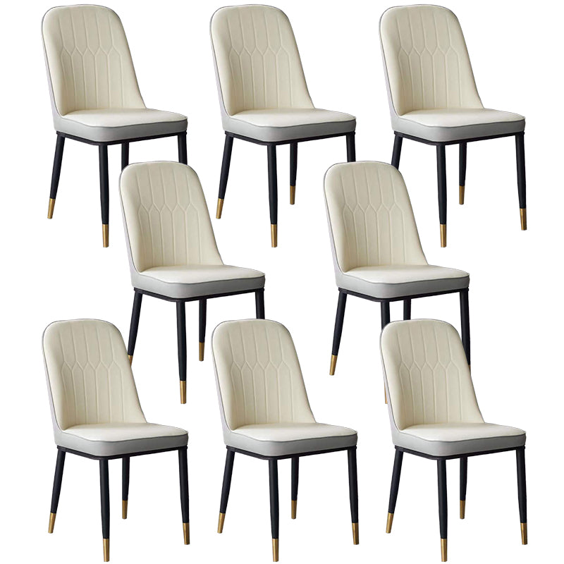 Glam Faux Leather Dining Chair Parsons Chair in Matte Finish for Office