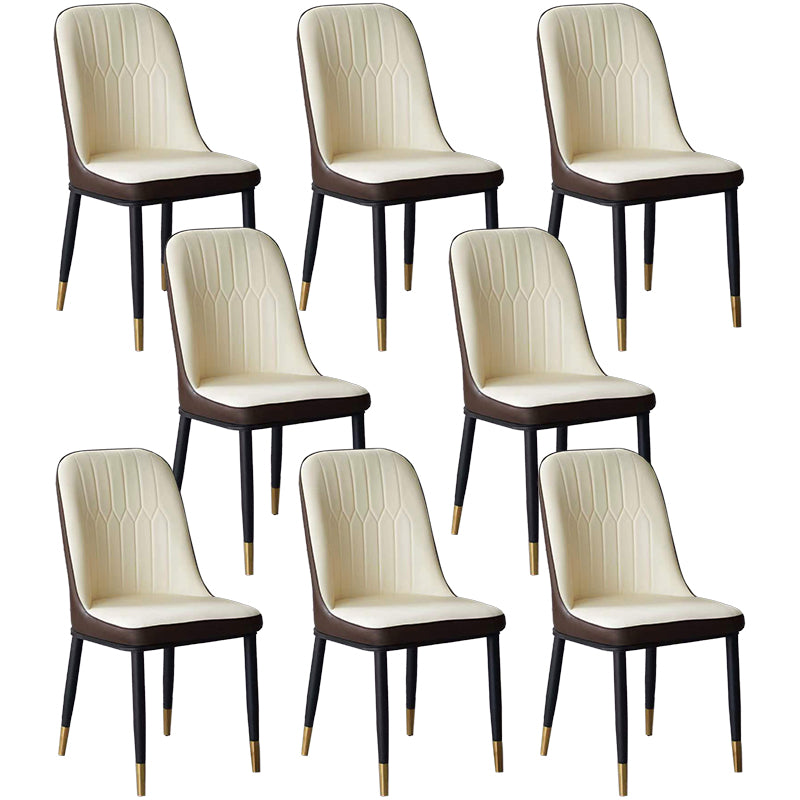 Glam Faux Leather Dining Chair Parsons Chair in Matte Finish for Office