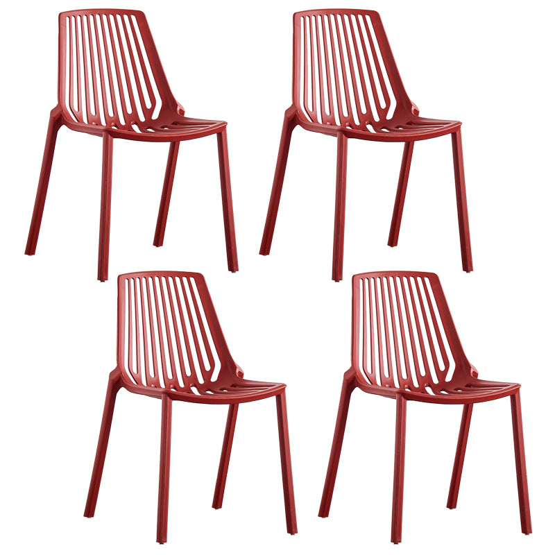 Modern Plastic Chair Slat Back Side Chair in Matte Finish for Home
