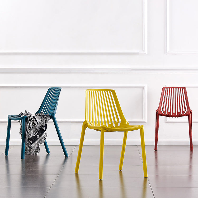 Modern Plastic Chair Slat Back Side Chair in Matte Finish for Home