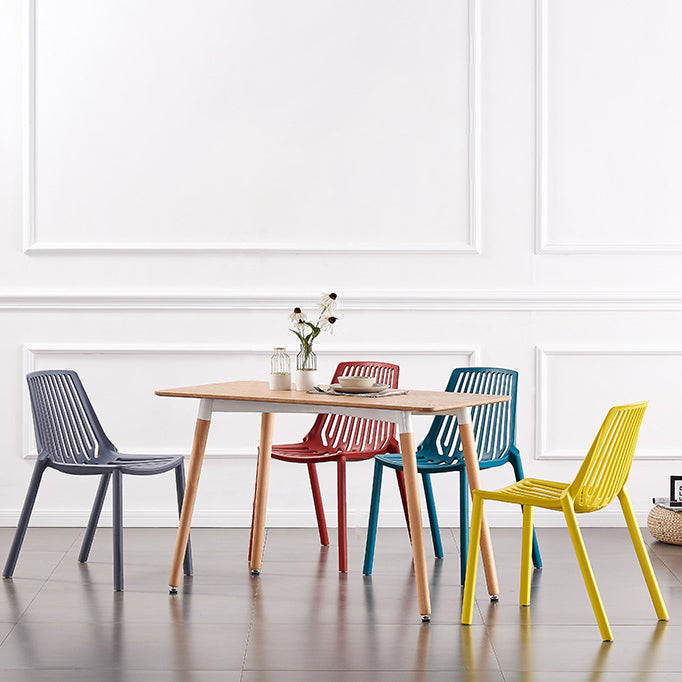 Modern Plastic Chair Slat Back Side Chair in Matte Finish for Home
