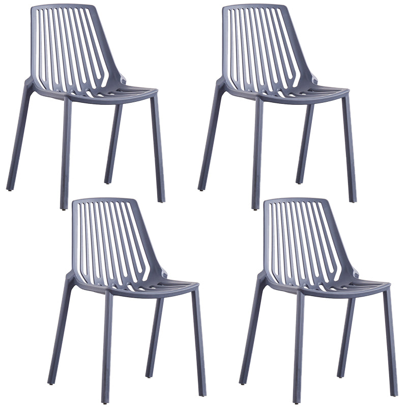 Modern Plastic Chair Slat Back Side Chair in Matte Finish for Home
