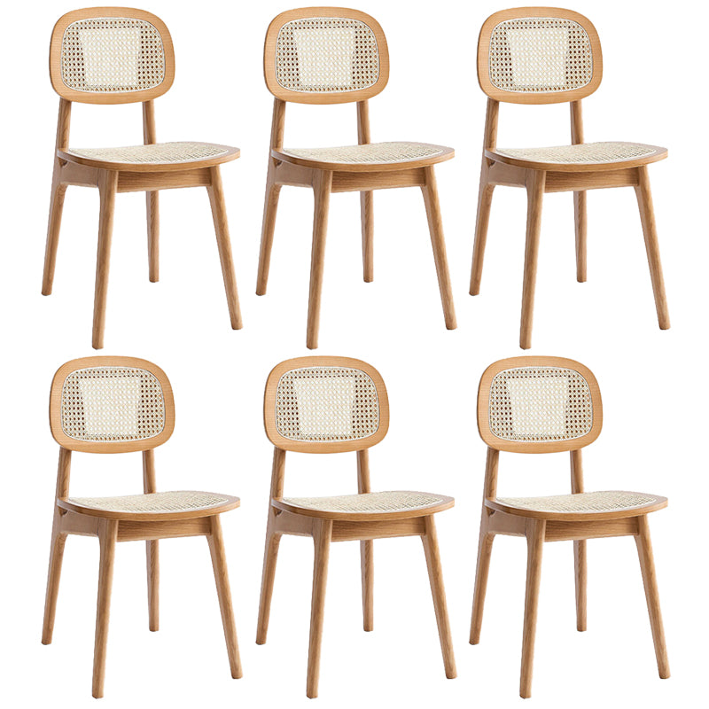 Modern Rattan Dining Chairs Open Back Dining Side Furniture with Wood Legs in Matte Finish