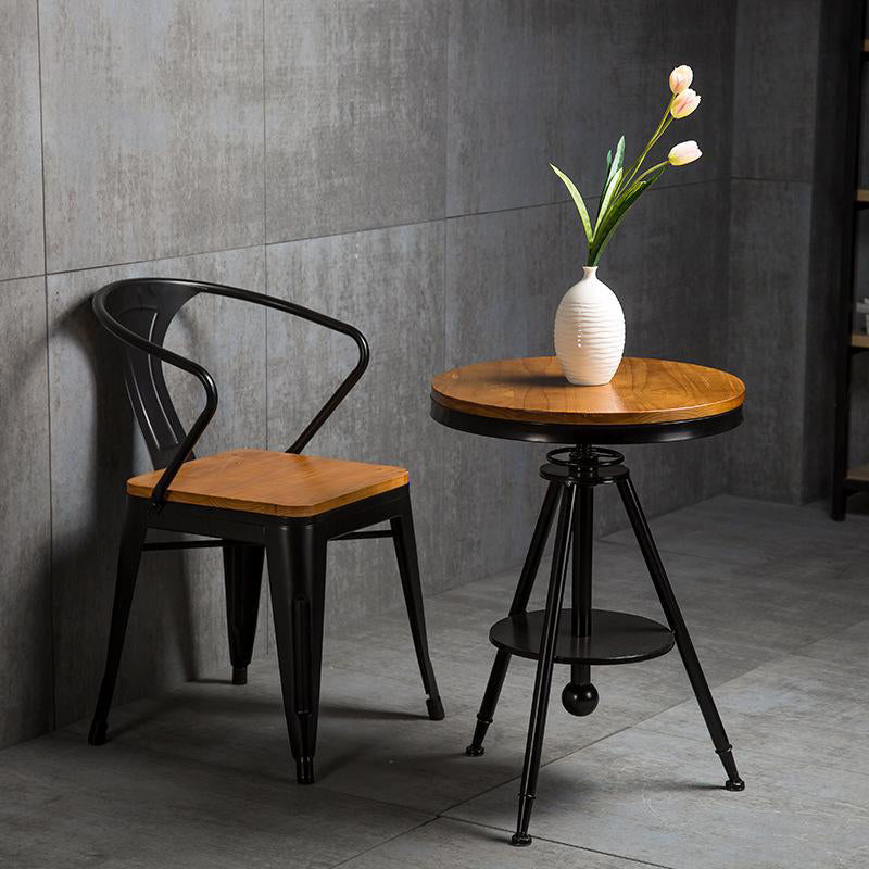 Industrial Metal Dining Chair Open Back Dining Side Furniture in Matte Finish for Indoor