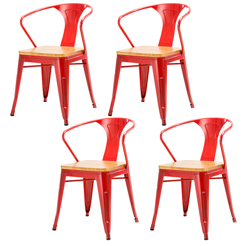 Industrial Metal Dining Chair Open Back Dining Side Furniture in Matte Finish for Indoor