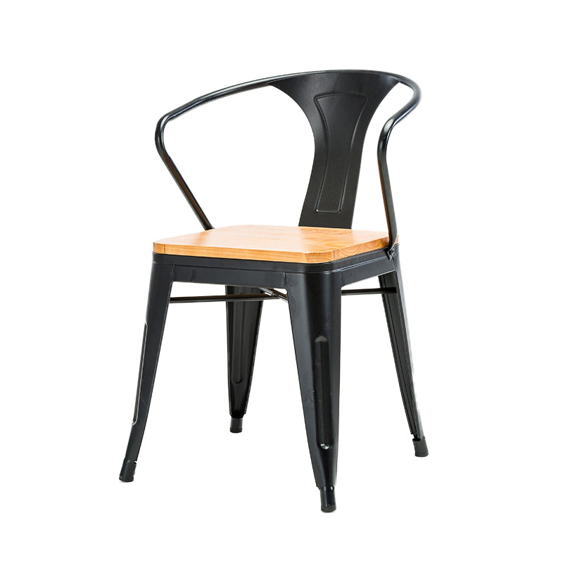 Industrial Metal Dining Chair Open Back Dining Side Furniture in Matte Finish for Indoor