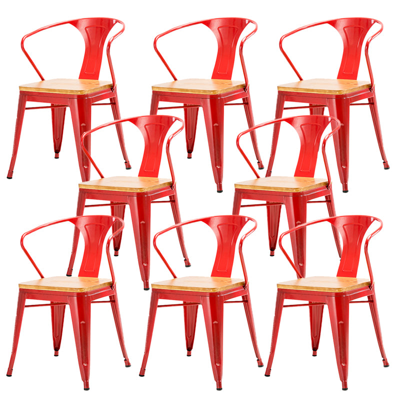 Industrial Metal Dining Chair Open Back Dining Side Furniture in Matte Finish for Indoor