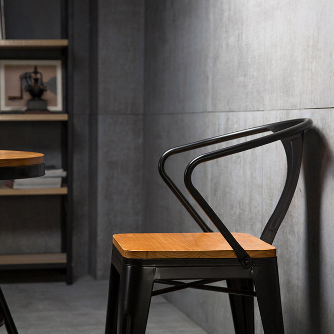 Industrial Metal Dining Chair Open Back Dining Side Furniture in Matte Finish for Indoor