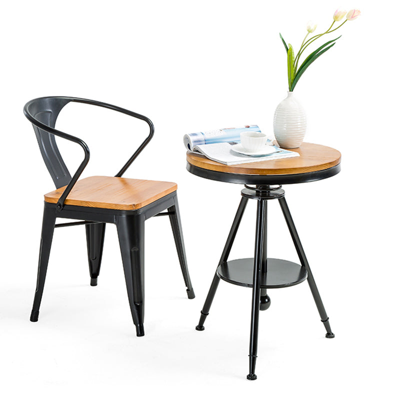 Industrial Metal Dining Chair Open Back Dining Side Furniture in Matte Finish for Indoor