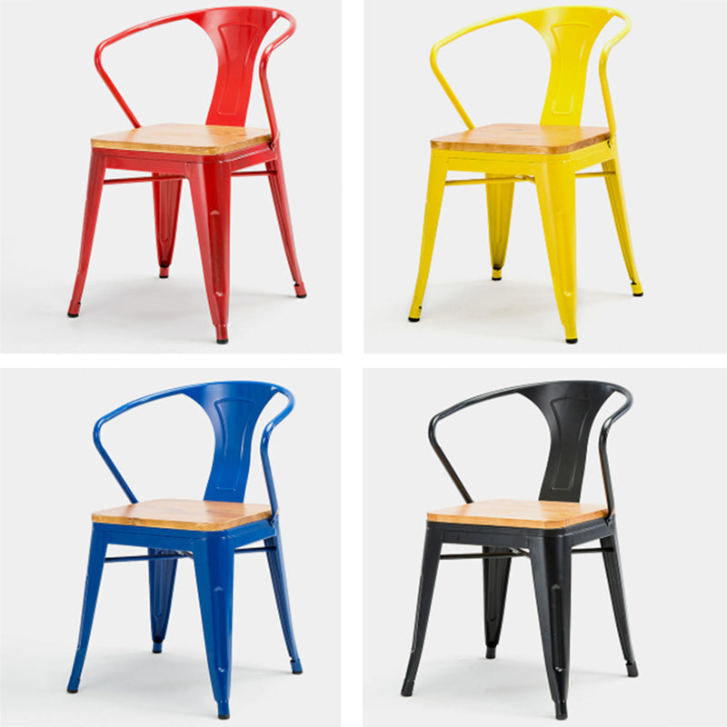 Industrial Metal Dining Chair Open Back Dining Side Furniture in Matte Finish for Indoor