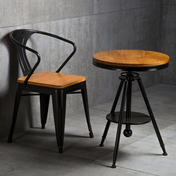 Industrial Metal Dining Chair Open Back Dining Side Furniture in Matte Finish for Indoor