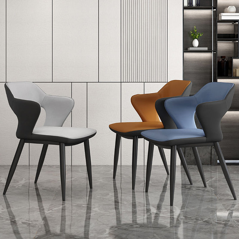 Contemporary Linen Dining Chair Open Back Dining Side Furniture in Matte Finish for Home
