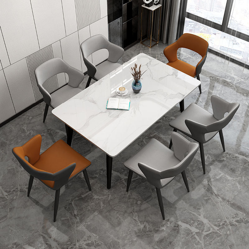 Contemporary Linen Dining Chair Open Back Dining Side Furniture in Matte Finish for Home