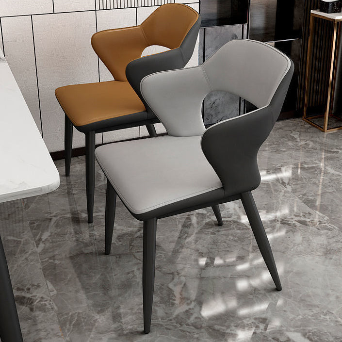 Contemporary Linen Dining Chair Open Back Dining Side Furniture in Matte Finish for Home