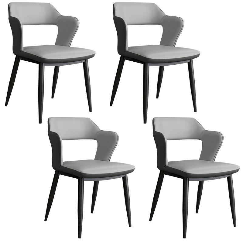 Contemporary Linen Dining Chair Open Back Dining Side Furniture in Matte Finish for Home
