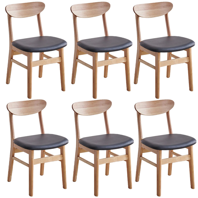 Contemporary Wood Dining Chair Open Back Dining Side Furniture in Matte Finish Indoor