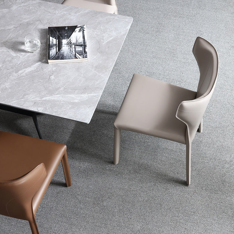 Modern Style Leather Dining Side Chair Wingback Side Armless Chair for Restaurant Use