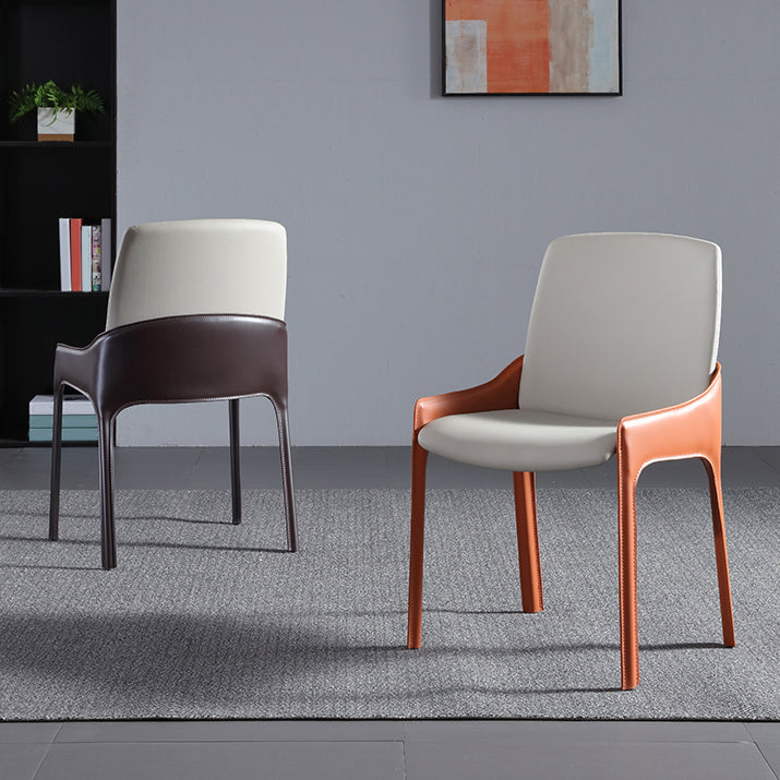 Modern Style Faux Leather Arm Dining Chairs Metal Dining Chair for Home Use