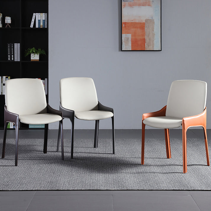 Modern Style Faux Leather Arm Dining Chairs Metal Dining Chair for Home Use